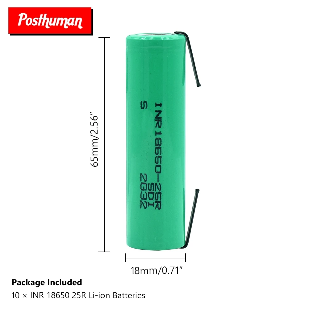 Высокая дренажная 20А INR 18650-25R батарея 3,7 V 2500mAh перезаряжаемая с полосками припаянные батареи для высокого тока+ DIY никель