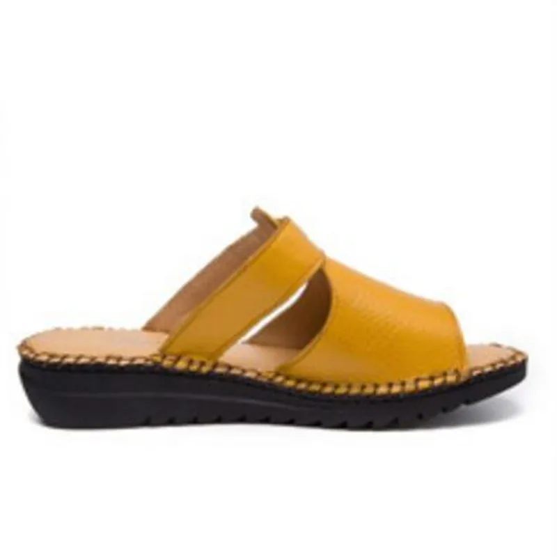 Сандалии женские из мягкой воловьей кожи босоножки с плоским верхом