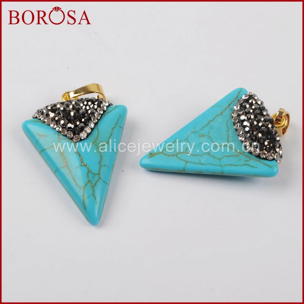 BOROSA треугольник синий Howlite подвеска из каменной друзы для ожерелья Новые