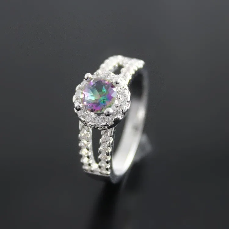 Almei Bague Роковой anillos Свадебные серебристый цвет кольца для женщина украшения Радуга камень циркон кольцо для любителей подарки женские Обручальные Кольцо женское бижутерия J510