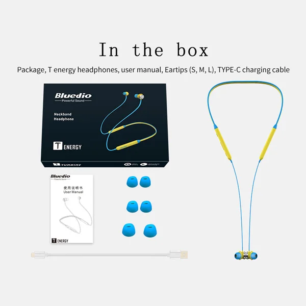 yellow with box Bluedio TN Bluetooth наушники, беспроводная гарнитура, Спортивная, потовая, HiFi, Спортивная гарнитура для бега - Цвет: yellow with box