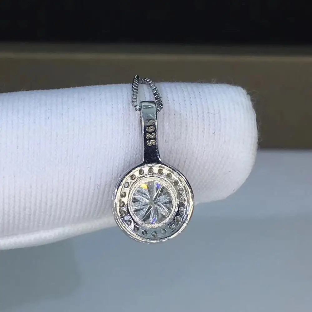 Круглые серебряные подвески Moissanite 1ct D VVS Роскошные кулоны Weding для женщин |