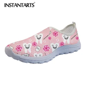 Женские дышащие кроссовки INSTANTARTS, модная женская летняя сетчатая обувь, 3D мультяшный дантистзубы, женская обувь