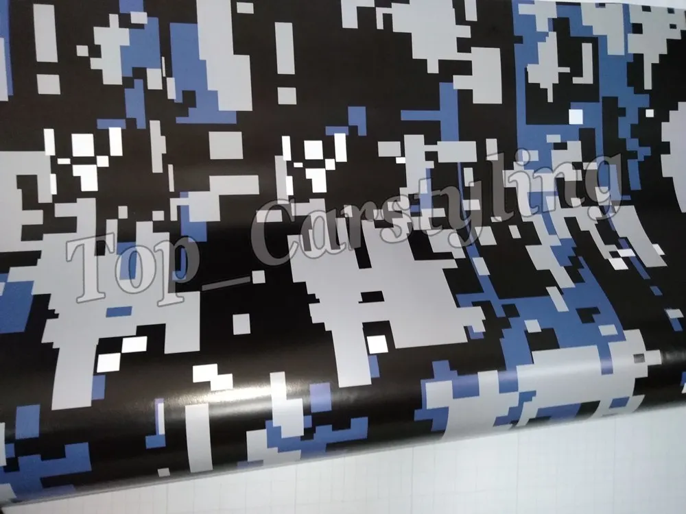 Синяя цифровая Тигровая камуфляжная виниловая пленка для автомобиля Пиксельная