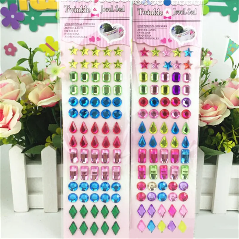 Pegatina decorativa de cristal de diamante para ni&ntilde;os, l&aacute;mina creativa para manualidades, manualidades, materiales, juguetes, 7x26cm, 1 ud.-2