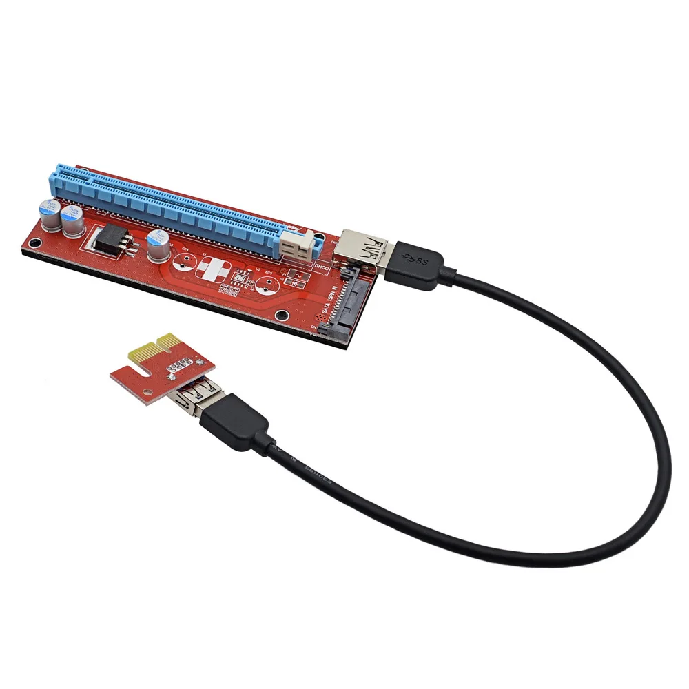 Оптовая продажа 60 см USB 3.0 PCIe Riser Card pci e Express 1x to16X Extender адаптер SATA 15pin Питание