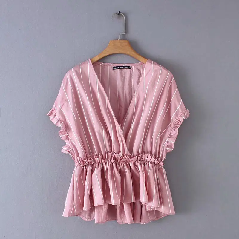 Женское популярное пальто в полоску с V образным вырезом|Майки| |