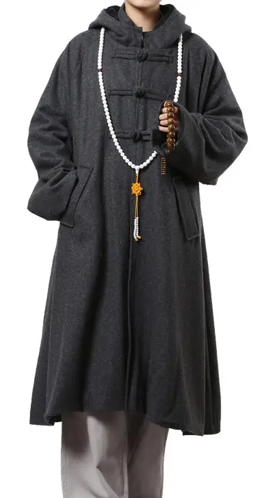 Шерстяное пальто Унисекс Теплый Зимний плащ для медитации буддийские abbotmonks zen robe