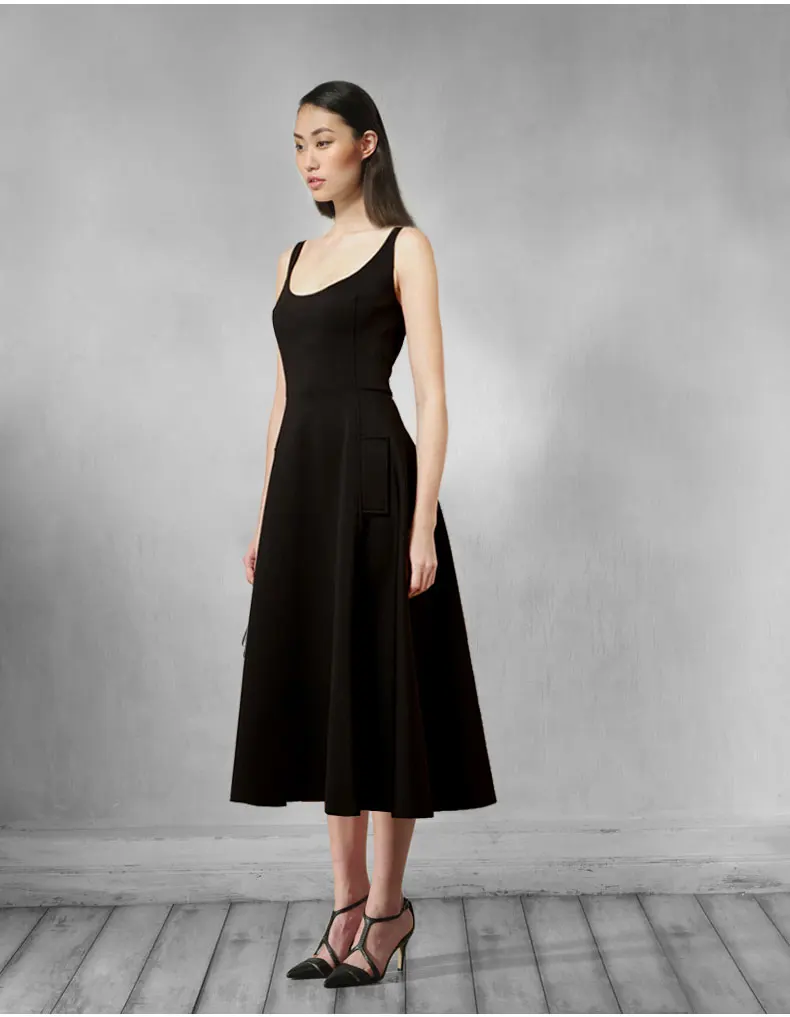 В винтажном стиле Сезон весна Хепберн без рукавов на бретелях С НАБОРНЫМИ