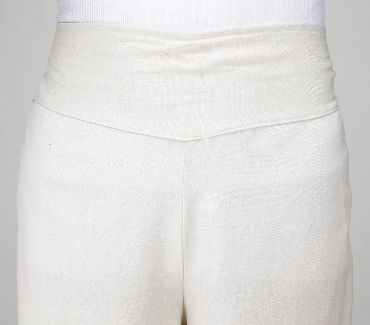 Брюки женские хлопково-льняные с широкими штанинами пикантные свободные штаны