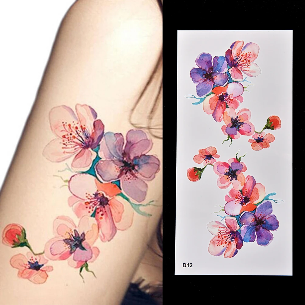 

Watercolor Orchid Arm DIY Tattoo Sticker Decal Blossom Temporary Tattoo Body Art Flash Tattoo Stickers