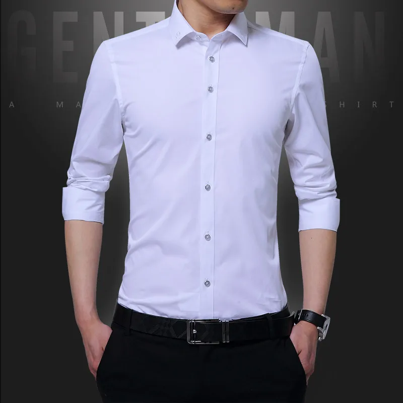 Camisas Hombre Manga Larga весенне-осенняя Повседневная Модная приталенная рубашка Мужская