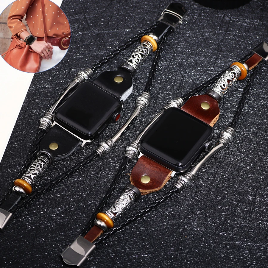 Винтаж кожаный ремешок для наручных часов Apple Watch 42 мм версия 4/3/2 сменный Браслет