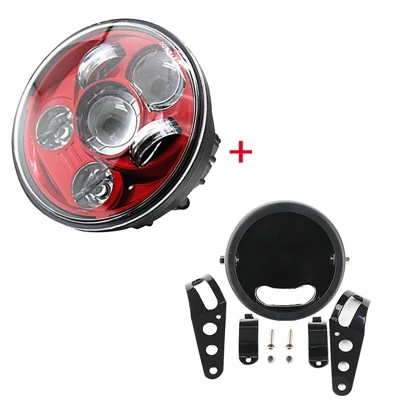 RED SET 5,75 дюймов светодиодный проектор 45 Вт фара с белыми огнями для Honda Shadow Aero Phantom VLX 600 750 - Цвет: RED SET