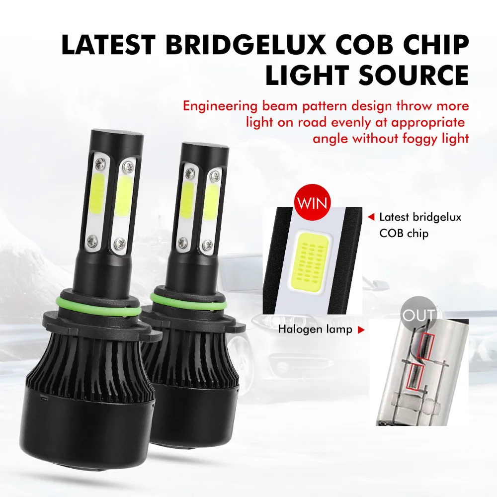 Oslamp X7 9006 4 боковых светящихся автомобильных фар автомобильные лампы COB с чипом