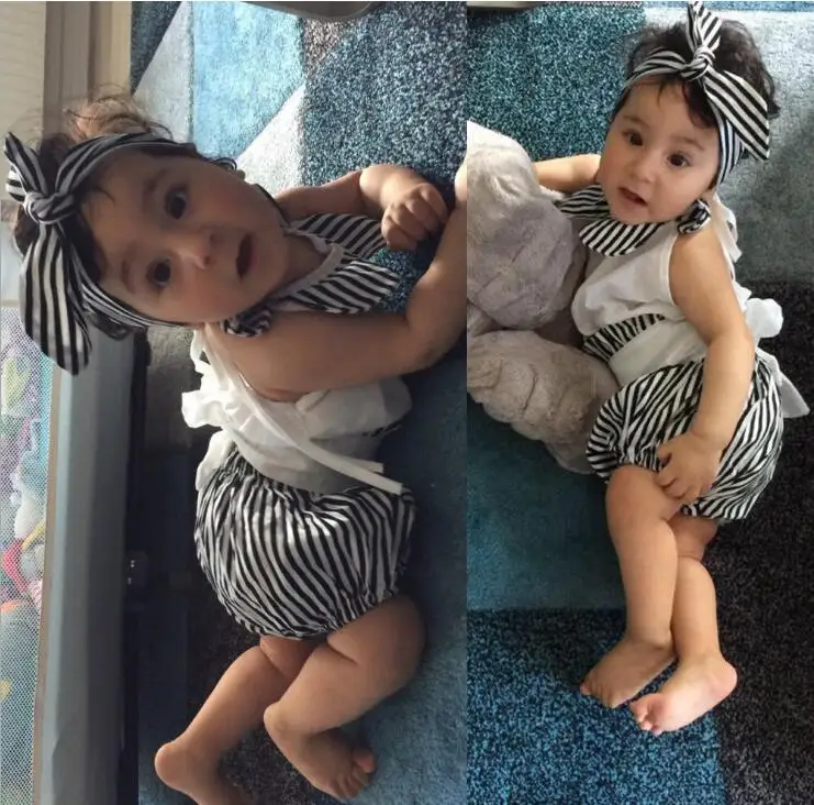 3 шт. детский летний комбинезон с бантом и лепестковым воротником|Комплекты