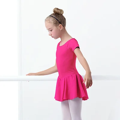 peach short sleeve Детское балетное платье; прозрачные шифоновые юбки для танцев; детская одежда для балета; тренировочная Одежда для танцев для девочек - Цвет: peach short sleeve