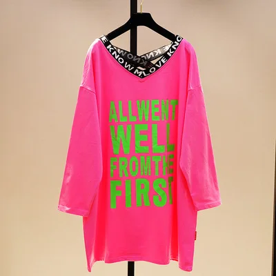 Hot pink Осень, BF Harajuku, полый, дырявый, длинный рукав, v-образный вырез, футболки для женщин, дизайн Ling, перекрестный пояс, открытая спина, летучая мышь, толстовка - Цвет: Hot pink