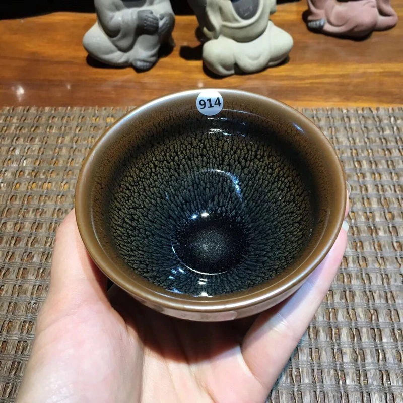 

Jianzhan Chinese Porcelain Tea Cup Historic Style Tenmoku Glaze Handmade Natural Environmental Friendly