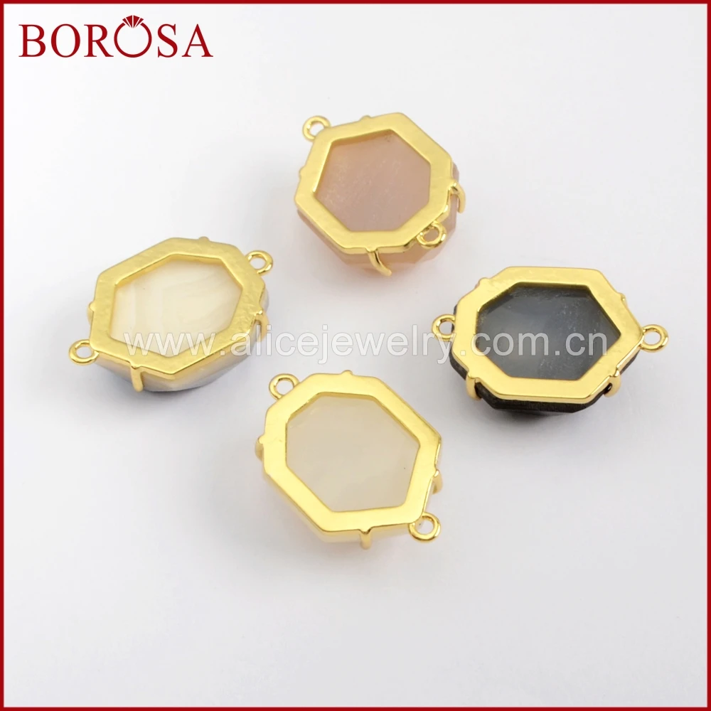 BOROSA 5/10 шт. Граненый граненый коннектор из разноцветного титана модные