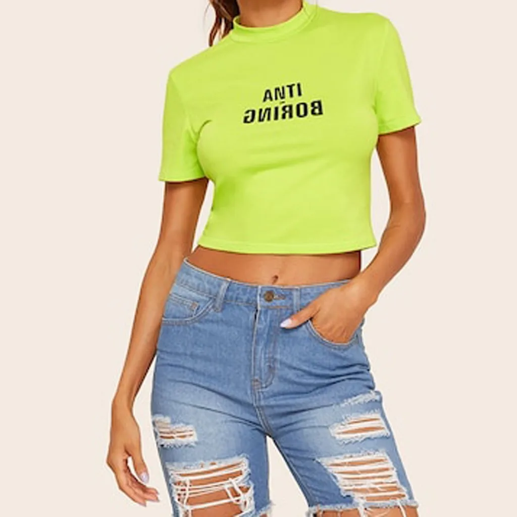 Женская футболка оверсайз с коротким рукавом и принтом зеленая круглым вырезом