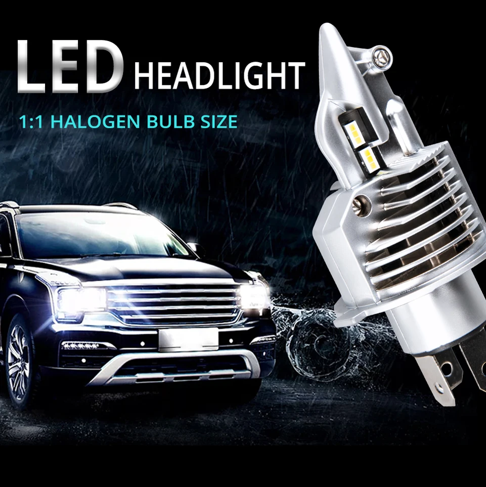 Acoosun H4 светодиодная передняя фара мотоцикла турбо Led H4 12 V 6500 k 6000lm головная противотуманные фонари для мотоцикла скутер P43t 12342