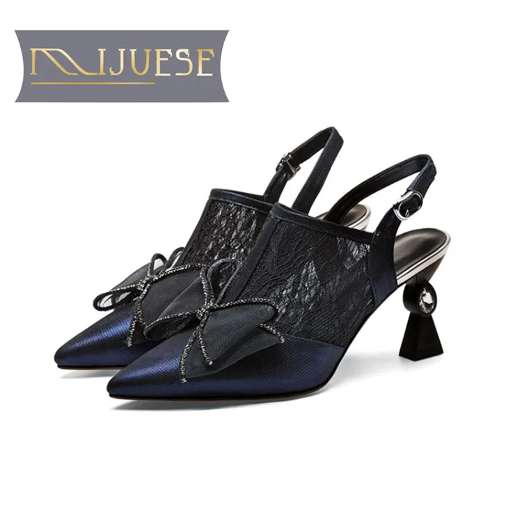 Женские босоножки из овечьей кожи MLJUESE вечерние на высоком каблуке с острым