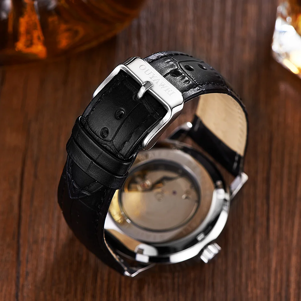 OUYAWEI Elegant Men Wristwatch Automatic Mechanical Male Clock Herren Armbanduhr with Crystal Hour Markers orologio da uomo | Наручные