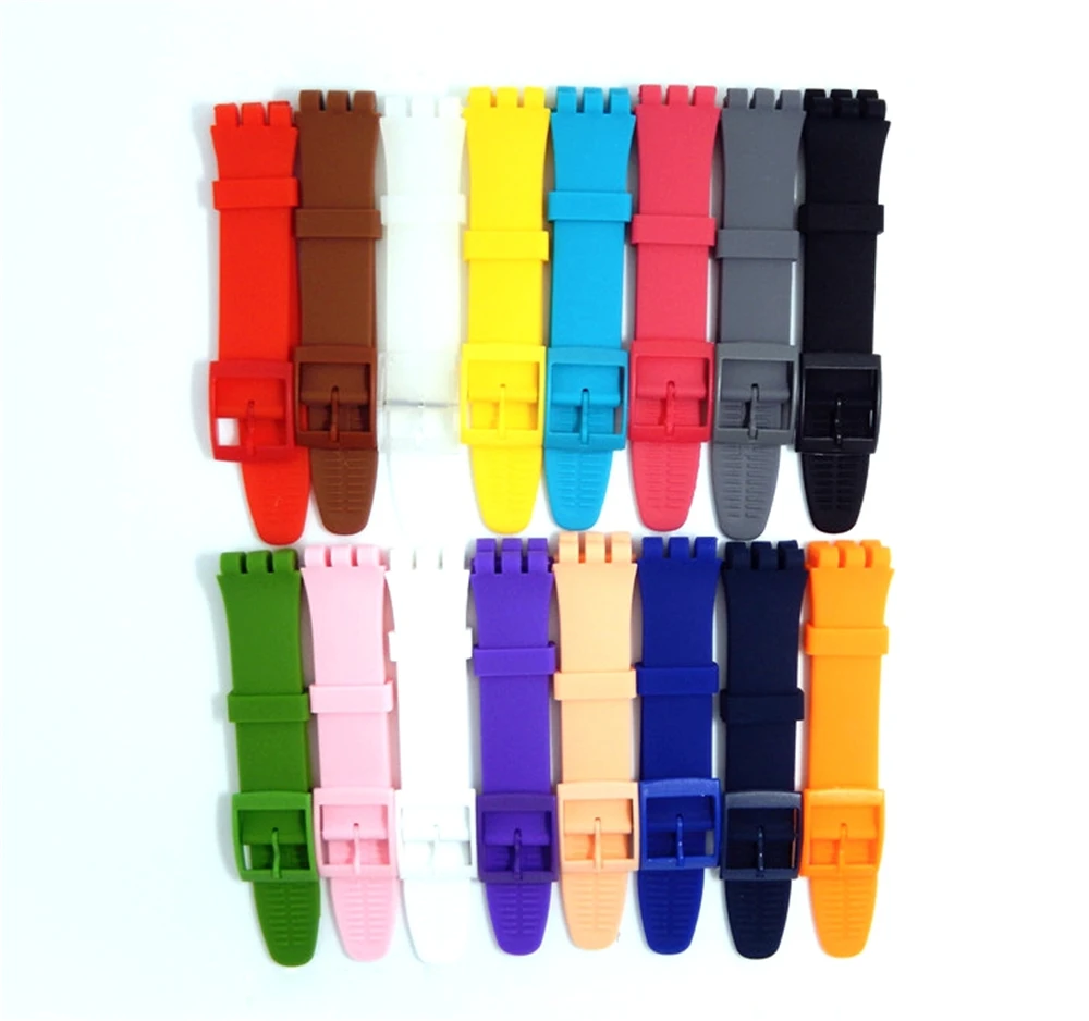 Ремешок силиконовый для часов Swatch резиновый цветной браслет с пряжкой 16 мм 17 19 20 |