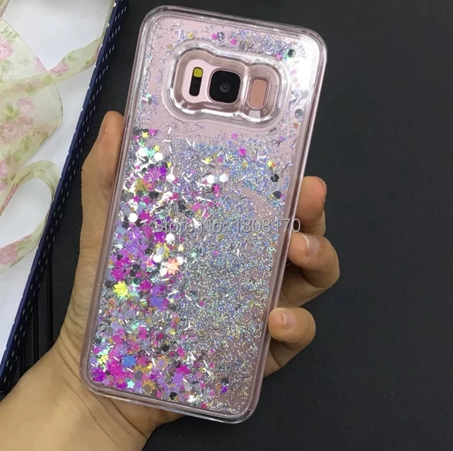 Жесткий чехол для Samsung Galaxy S8 Plus с жидким зыбучим песком и звездой блестящий