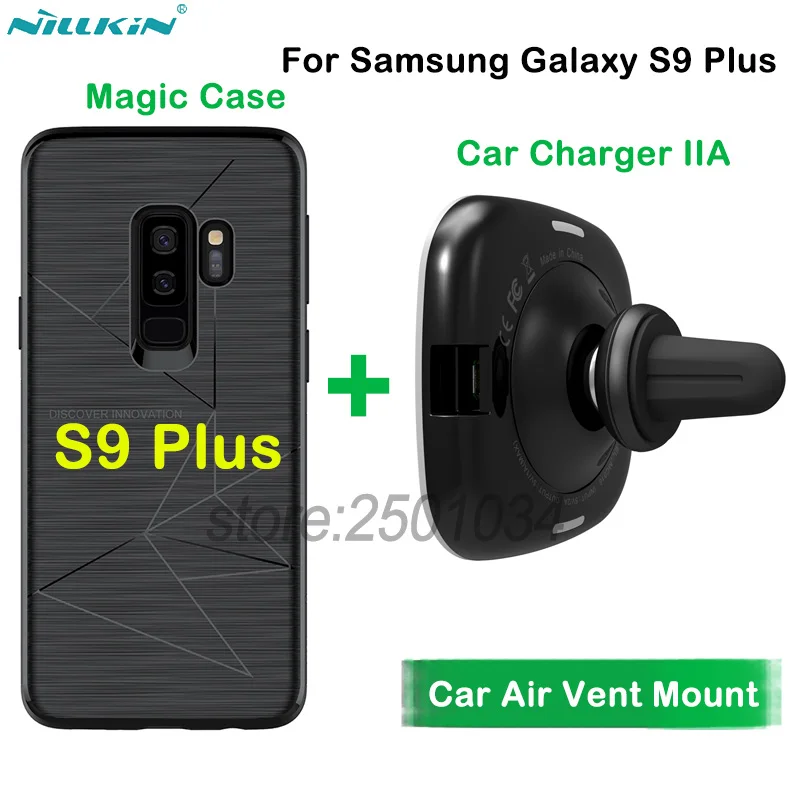 For Galaxy S9 Plus Автомобильное зарядное устройство NILLKIN Беспроводной Зарядное устройство Pad автомобиля Зарядное устройство Держатель Телефона+ держатель Magic Case для samsung Galaxy S9/S9+ плюс автомобиль-Зарядное устройство - Тип штекера: For Galaxy S9 Plus