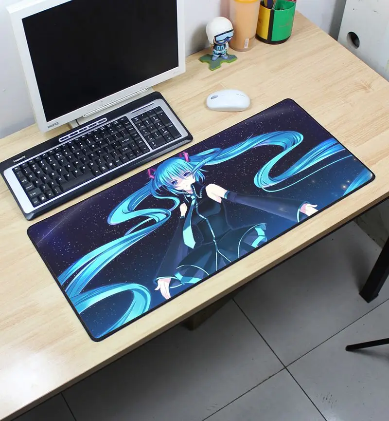 Хацунэ Мику коврик для мыши lockrand 700x300 мм игровой коврик для мыши геймер Коврик для мыши Аниме-пэд клавиатура компьютерная мышь милые игровые коврики