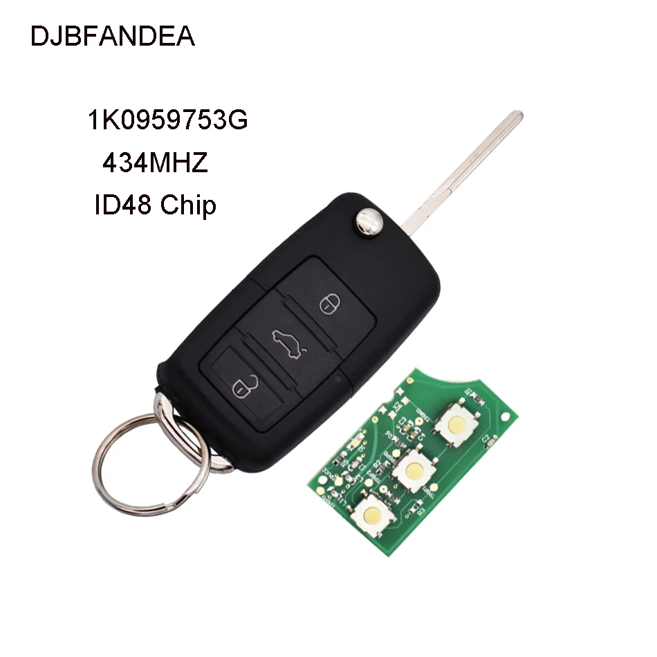 DJBFANDEA 3 кнопочный складной 434 МГц Автомобильный Дистанционный ключ для Skoda Octavia II
