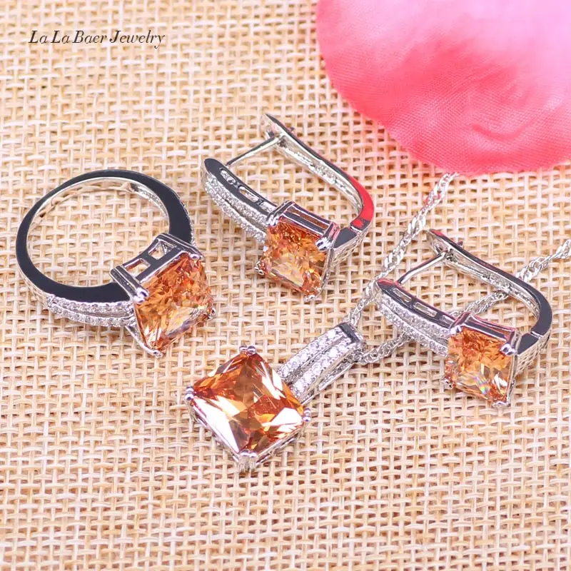 L & B сюрприз Ювелирные наборы серебряный цвет свадебные ювелирные изделия желтый