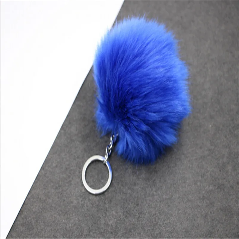2017 New Fashion Rabbit Fur Keychain Ball PomPom Cell Phone Car Bag Fluffy Pendant Silver Metal Buckle Charm Key Ring | Украшения и