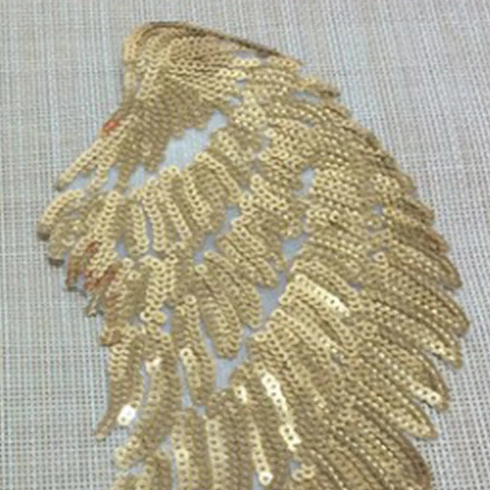 1Pair Clothes Sewing Decoration Patches Applique Motif Angel Wings Sequins Iron-On Embroidered Patch Drop Shipping #0528 | Дом и сад