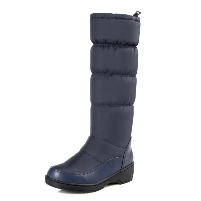 Taoffen/Большие размеры 35-44; новые зимние сапоги; женская теплая зимняя обувь с хлопковой подкладкой; женские полусапожки; женские сапоги до середины икры на меху на платформе - Цвет: blue