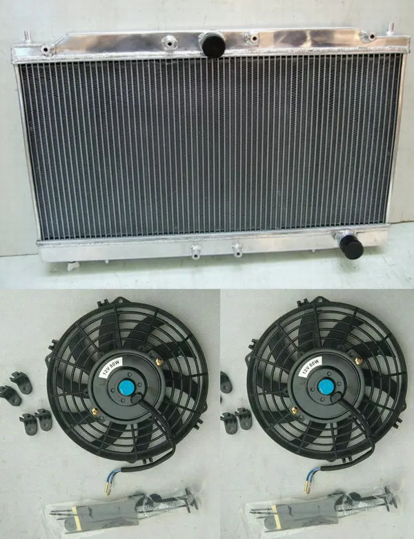 Radiator And Fans Алюминиевый кожух вентилятора радиатора для Mitsubishi Eclipse 2G Spyder GST/GTX Eagle Talon Turbo TSI 1995-1998 2.0L 4G63T D32A MT - Цвет: Radiator And Fans