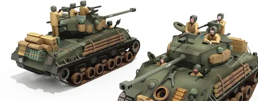 1:30 Шерман M4A3E8 Танк военное оружие 3D бумажная модель
