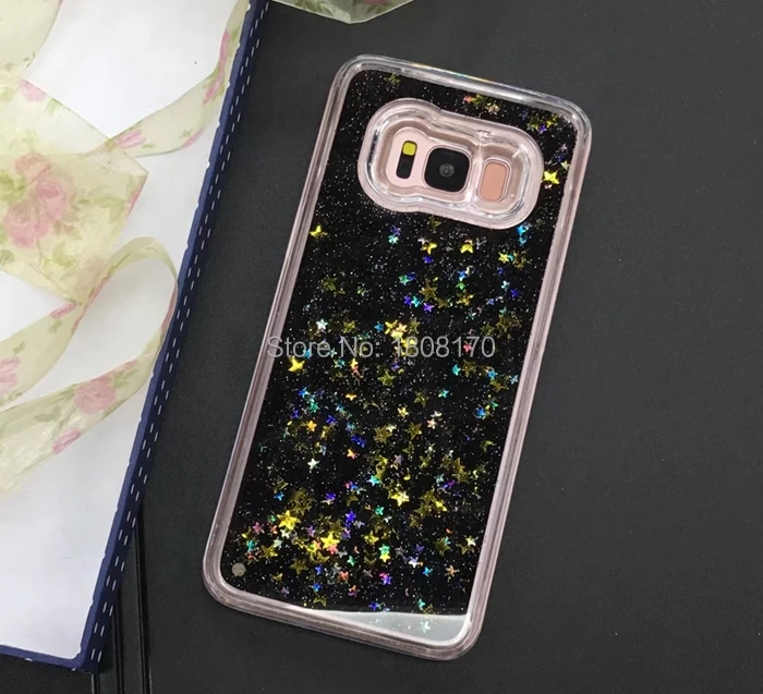 Жесткий чехол для Samsung Galaxy S8 Plus с жидким зыбучим песком и звездой блестящий