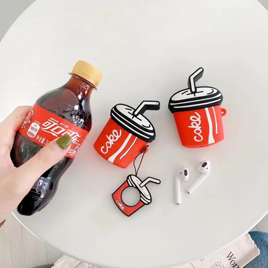 Силиконовый противоударный милый Coca Cola наушники чехол для Apple Airpods беспроводной Bluetooth чехол для гарнитуры Air Pods 2 аксессуары принципиально