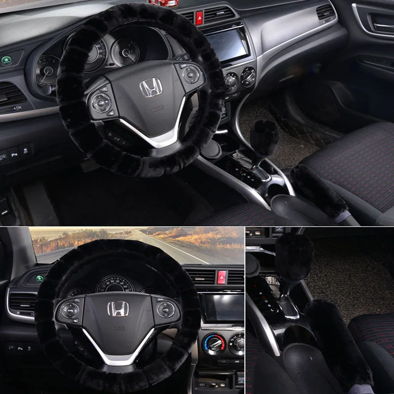 3 шт./компл. новейший теплый плюшевый чехол рулевого колеса автомобиля удобный