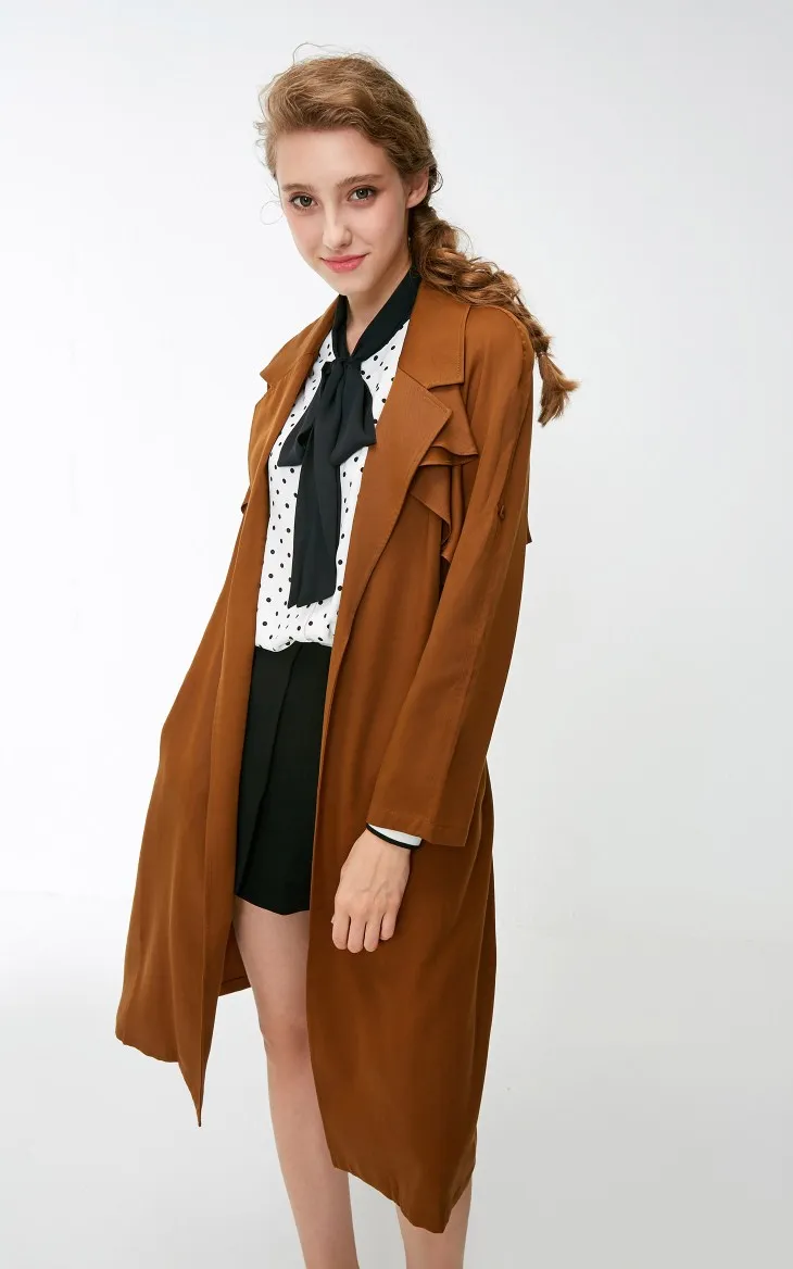 Vero Moda женский лацкан гофрированные планки регулируемые рукава длинный ветровка пальто | 318321521