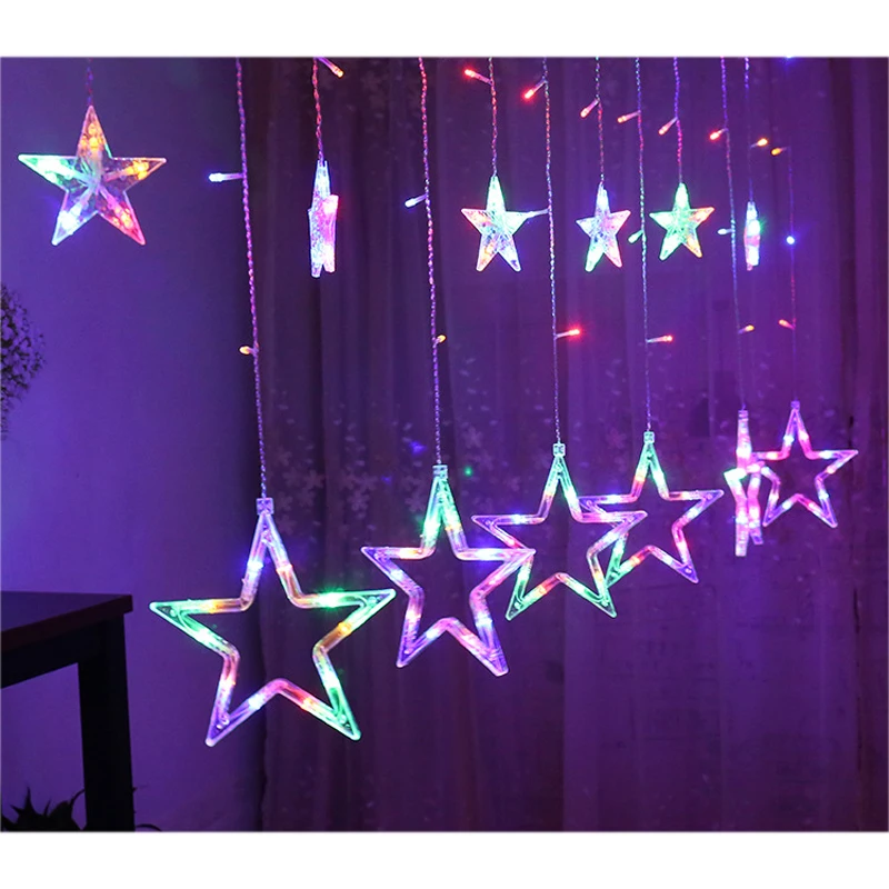 Рождественская светодиодная гирлянда-занавес со звездами 2 5 м 220 В романтическое
