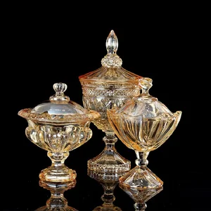 Свадебное украшение банка для сладостей дворцовый янтарь рельеф с крышкой стеклянная банка для сахара янтарь сушеная коробка для фруктозы предметы интерьера гостиной