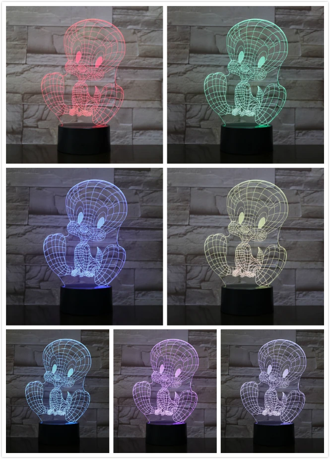 TweetyBird светодиодный ночник USB Touch сенсор RGB украшения детский подарок мультфильм фигурку птичка Твити настольная лампа спальня