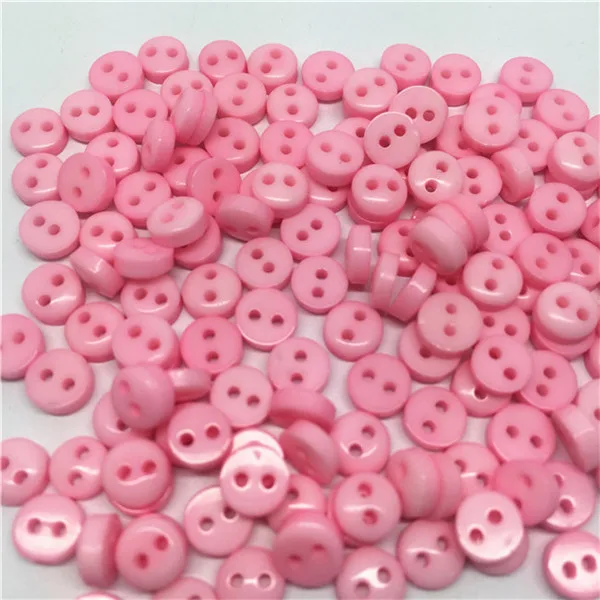 Pink 250 шт 20 цветов мини 6 мм круглые полимерные кнопки для кукол мягкие игрушки одежда 2 отверстия Швейные аксессуары украшения для скрапбукинга - Цвет: Pink