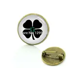 2017 рекламная стеклянная круглая брошь, булавка, новый элегантный дизайн и четырёхлистья, искусственная бриллиантовая брошь в стиле ретро, ирландский значок C 1266