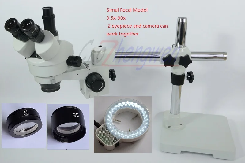 FYSCOPE 3.5X 90X! Тринокулярный стереомикроскоп с подставкой зумом и 56 светодиодами|stereo