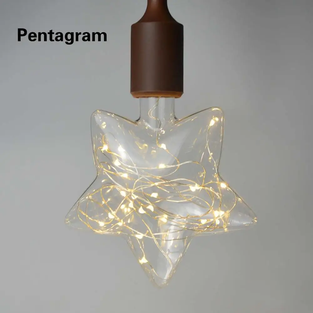 Pentagram Дизайн светодиодные лампы 3D фейерверк гирлянды лампа E27 красочные Bombillas ретро стекло Lampara ампулы рождественские украшения - Испускаемый цвет: Pentagram